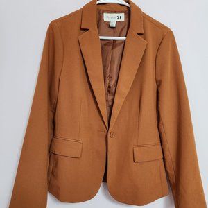Forever 21 Orange Brown Blazer Sew in Pocket Business Casual Large